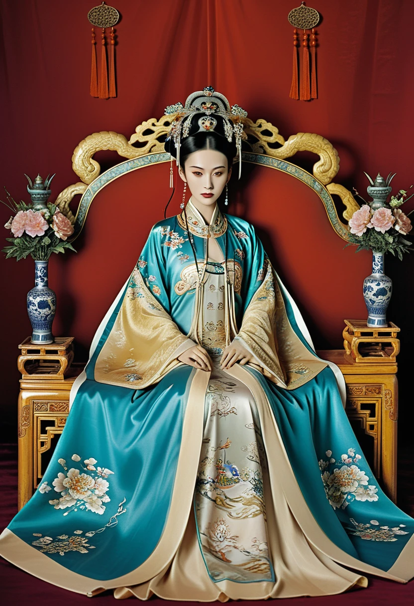 Gorgeous Empress of the Chinese Court during the Qing Dynasty Gorgeous Empress of the Chinese Court on a sofa, nude, large and golden, with her legs on the sofa, wide open, knees bent, in an M pose (pornographic pose), with her hair tied on both sides The background of this perverted and erotic woman wearing a crown and tying her hair is the Chinese court of the Qing Dynasty. The scene is set in the luxurious room of an empress in the Qing Dynasty Chinese court.

Translated with DeepL.com (free version)
