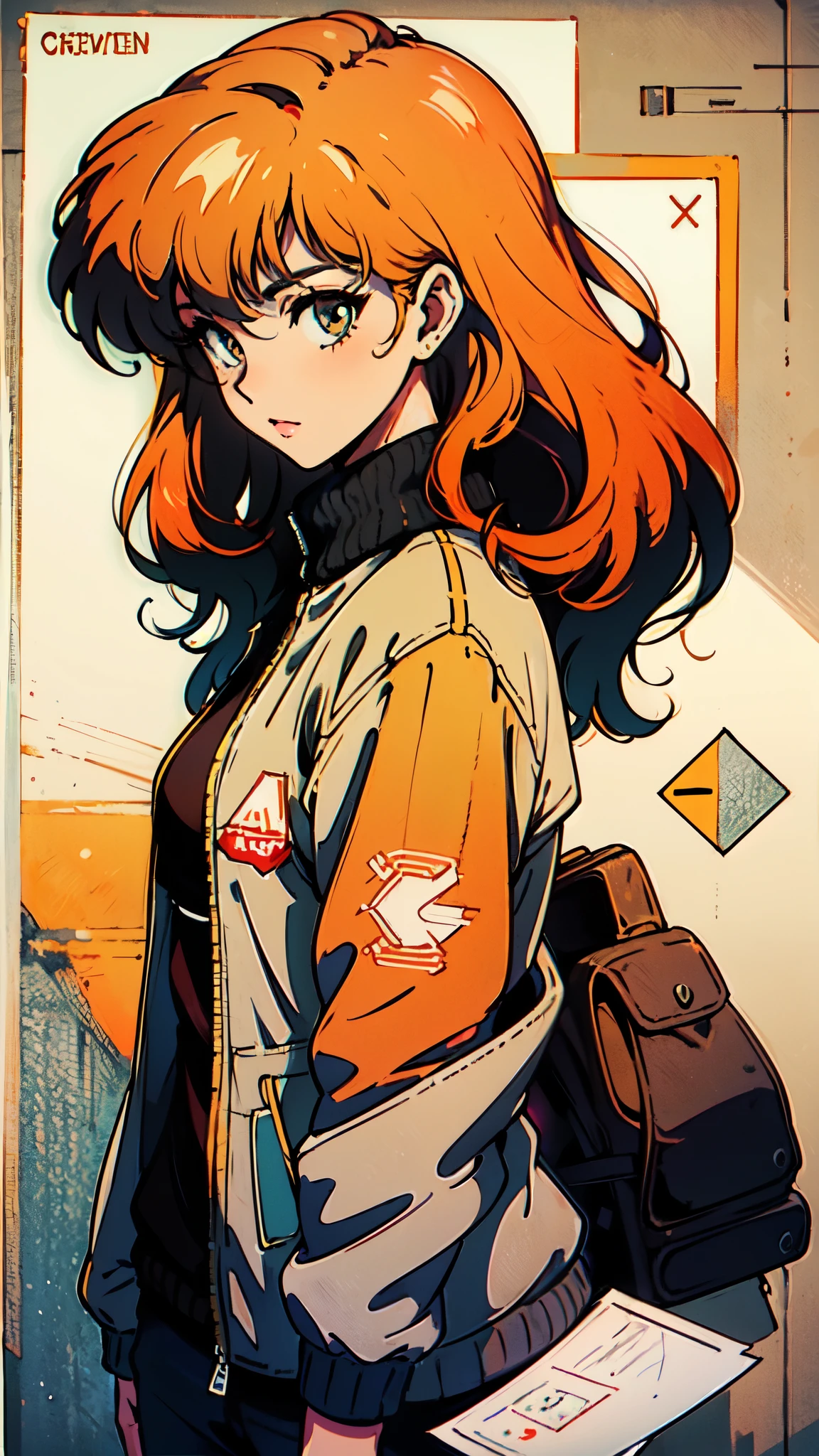 Category Name: JACKET
Background: Beige paper texture
Main Image: Illustration of a gray jacket, front and side view
Accent Color: Orange
Accent Shapes: Orange grid pattern, hand-drawn arrows, large orange "J"
Link Destination: https://vieuxetnouveau-shop.com/collections/jacket