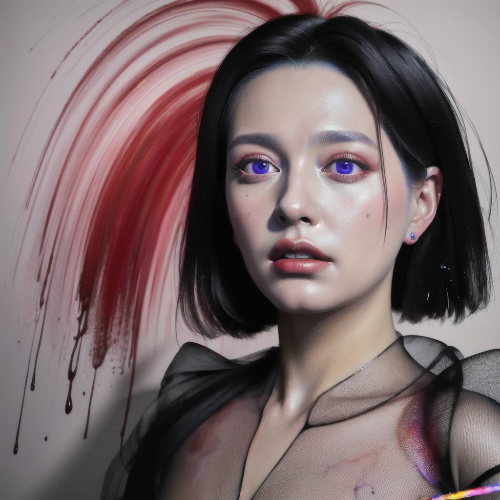 Android Beauty, Powerful paintings inspired by Francis Bacon, Ultra-realistic surrealism, Hyperrealism, fear, art, hyper real painting, Realistic illustration painting, カラフルなHyperrealism, Hyper-realistic digital art