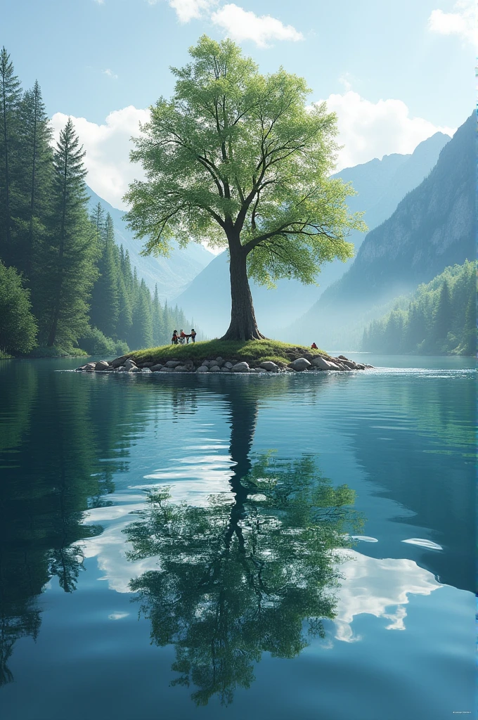 Lake、rafting,Reflection,Vision,Tree