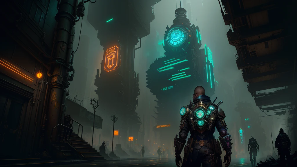 steampunk cyberpunk concept art, underground city, urban concept art, in fantasy sci - fi city, cyberpunk dreamscape, stylized urban fantasy artwork, bioshock concept art, luminescent concept art, professional concept art, senior concept artist, high resolution concept art, high quality digital concept art, post grunge concept art, detailed digital concept art