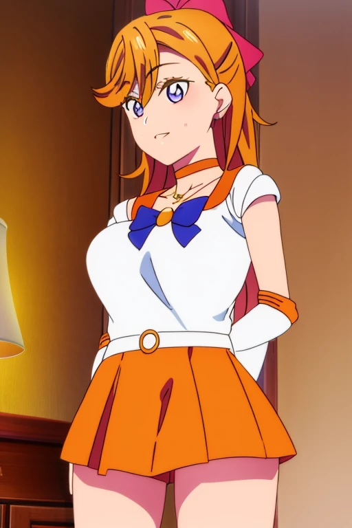 rating:safe、Sailor Senshi Uniform、Anime Aunt、MILF、a matural female、A MILF、magical 、aino minako、Orange sailor collar、Golden sailor collar、bow、sailorvenus、red_bow、skirt、Orange Choker、Golden Choker、Very long blonde woman、Red ribbon on head、breasts、Purple ribbon on chest、solo、white glove、elbowgloves、Half Up Hair、back_bow、jewelry、Blue-eyed woman、full_body、White leotard、highleg leotard、robe blanche、、Orange High Heels、Golden high heels、Orange skirt、Golden skirt、hair_bow、brooch、pleatedskirt、star_(symbol)、heart、Woman with very large breasts、huge tit、Symbol of Venus、Moon in the night sky、star_choker、crescent、Woman standing in the middle of the night、Star earrings、yellow_background、Bare shoulders、bare legs、ribbon、hair_ornament、blue_bow、orange_background、yellow_bow、