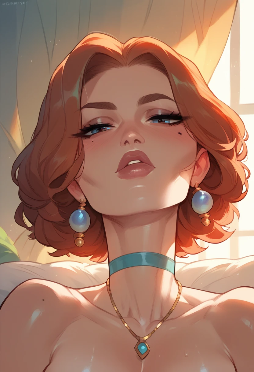 Mixed_artstyle, (solo), looking at viewer, 1 milf, (kissing the viewer), sexy lips, close view.