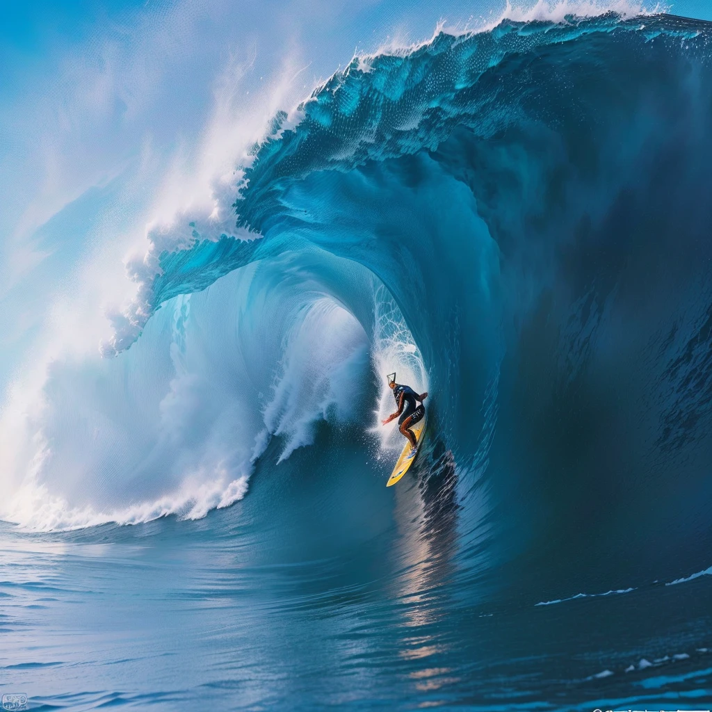 surfer riding a large wave in the ocean on a sunny day, Big Wave surfing, surfing a barrel wave, surfing, Big Wave, Extreme Sports Photography, Guan Bo, surf photography, surf, Big Waves, Maui, Scott Fisher, very Big Wave, Big Wave, Movie, riding the wave, Big Wave, Greg Hildebrandt, tim hildebrandt, Todd McFarlane