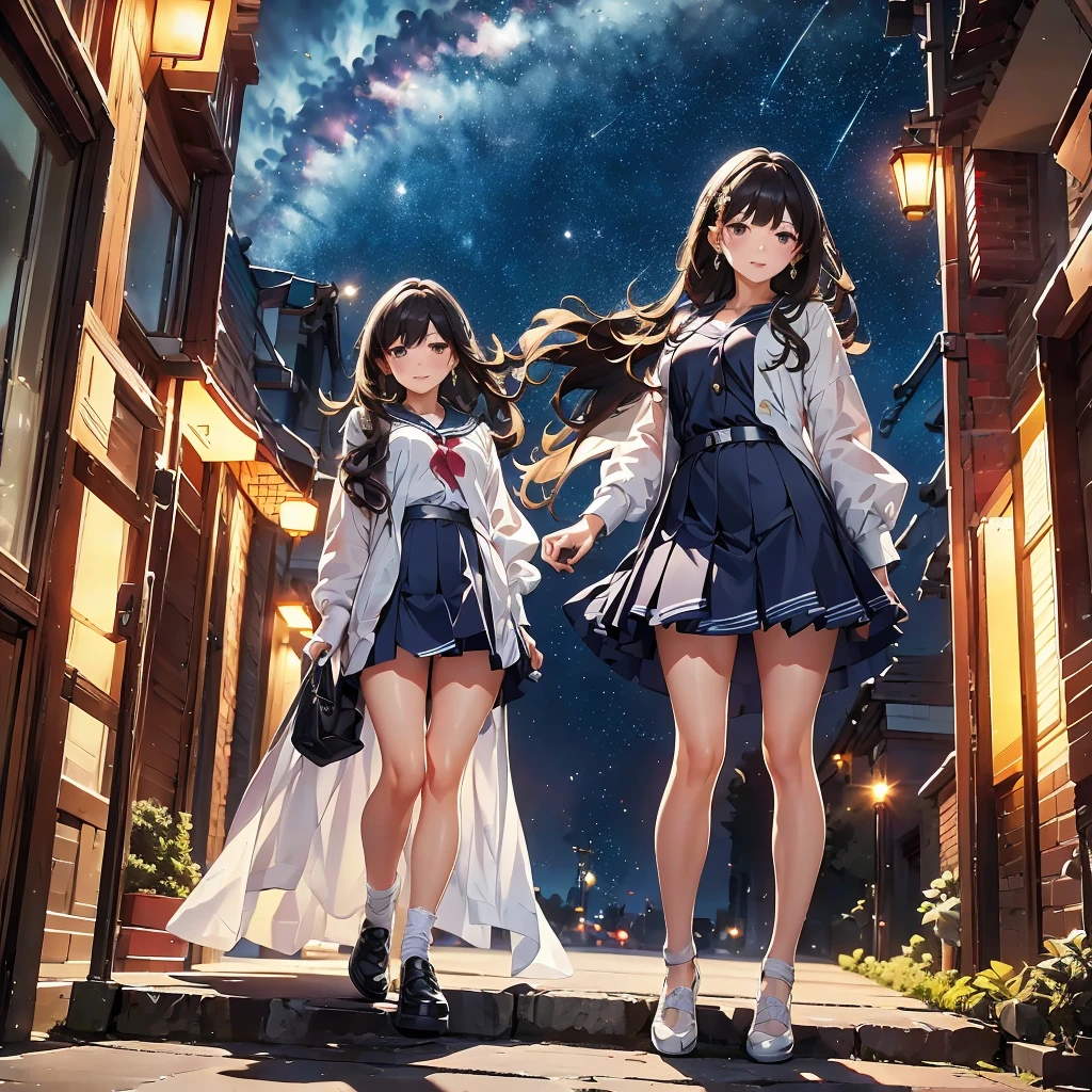 The bottom of the sea, deep sea, scenery, Starry Sky, night, One girl, alone, Outdoor, Are crying, Long Hair, White skin, silhouette, Short skirt 全身deep seaで号泣するアリス, Short skirt, holster, Absurd, RAW Photos, Very delicate and beautiful, masterpiece, Highest quality, Ultra-high resolution, 32K, Surreal, Very detailed, Detailed Description, 青White skin, 20-year-old, Natural Lip, Big Breasts, Earrings, Short Medium Hair, Wavy Hair, Full Body Shot,