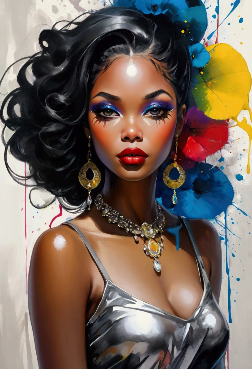 Beautiful black women paintings, Pretty face, Hip Hop, Affectionate, avant-garde, Street Queen, Check it out, Ultra-fine inspired by WLOP, Art Station Trends, Fantasy Art, A complex mess, The Art of Batting, Wallop Art, WLOP |, Impact, Beautiful character painting, wlop style, WLOP | The germ of art, Incomparably beautiful glass, Figurative Art, Intense watercolor, Watercolor Detail Art, Watercolor splash, Surrealism, avant-garde波普艺术, Beautiful and expressive paintings, Beautiful art illustration, colorful, wonderful, Cruel beauty, masterpiece, best quality, Official Art, Women only, Clear outline, Best Shot, Vector Art, author:Sandra Chevrier, Dave McKean、Richard Avedon、Screenplay by Makizi Kuciala, Luminous design