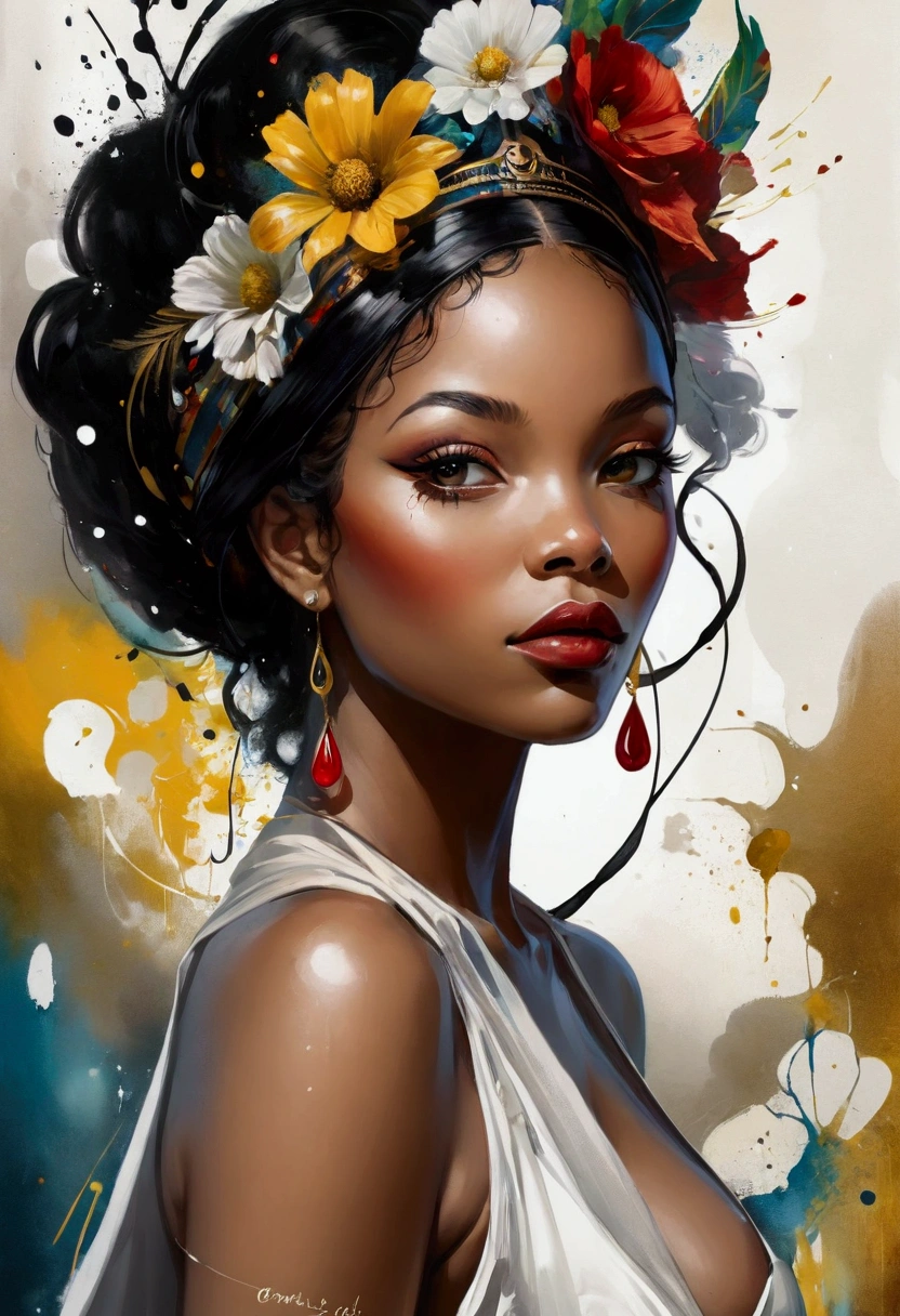 Beautiful black women paintings, Pretty face, Hip Hop, Affectionate, avant-garde, Street Queen, Check it out, Ultra-fine inspired by WLOP, Art Station Trends, Fantasy Art, A complex mess, The Art of Batting, Wallop Art, WLOP |, Impact, Beautiful character painting, wlop style, WLOP | The germ of art, Incomparably beautiful glass, Figurative Art, Intense watercolor, Watercolor Detail Art, Watercolor splash, Surrealism, avant-garde波普艺术, Beautiful and expressive paintings, Beautiful art illustration, colorful, wonderful, Cruel beauty, masterpiece, best quality, Official Art, Women only, Clear outline, Best Shot, Vector Art, author:Sandra Chevrier, Dave McKean、Richard Avedon、Screenplay by Makizi Kuciala, Luminous design