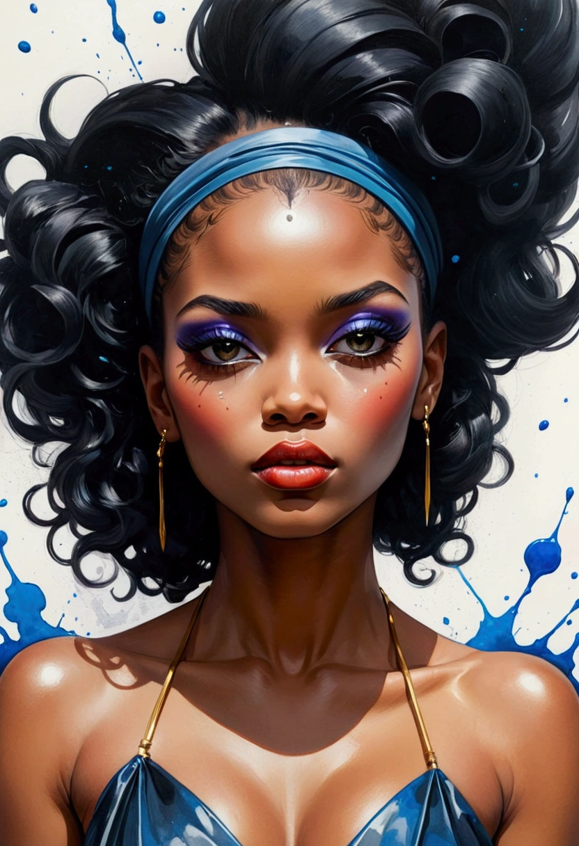 Beautiful black women paintings, Pretty face, Hip Hop, Affectionate, avant-garde, Street Queen, Check it out, Ultra-fine inspired by WLOP, Art Station Trends, Fantasy Art, A complex mess, The Art of Batting, Wallop Art, WLOP |, Impact, Beautiful character painting, wlop style, WLOP | The germ of art, Incomparably beautiful glass, Figurative Art, Intense watercolor, Watercolor Detail Art, Watercolor splash, Surrealism, avant-garde波普艺术, Beautiful and expressive paintings, Beautiful art illustration, colorful, wonderful, Cruel beauty, masterpiece, best quality, Official Art, Women only, Clear outline, Best Shot, Vector Art, author:Sandra Chevrier, Dave McKean、Richard Avedon、Screenplay by Makizi Kuciala, Luminous design