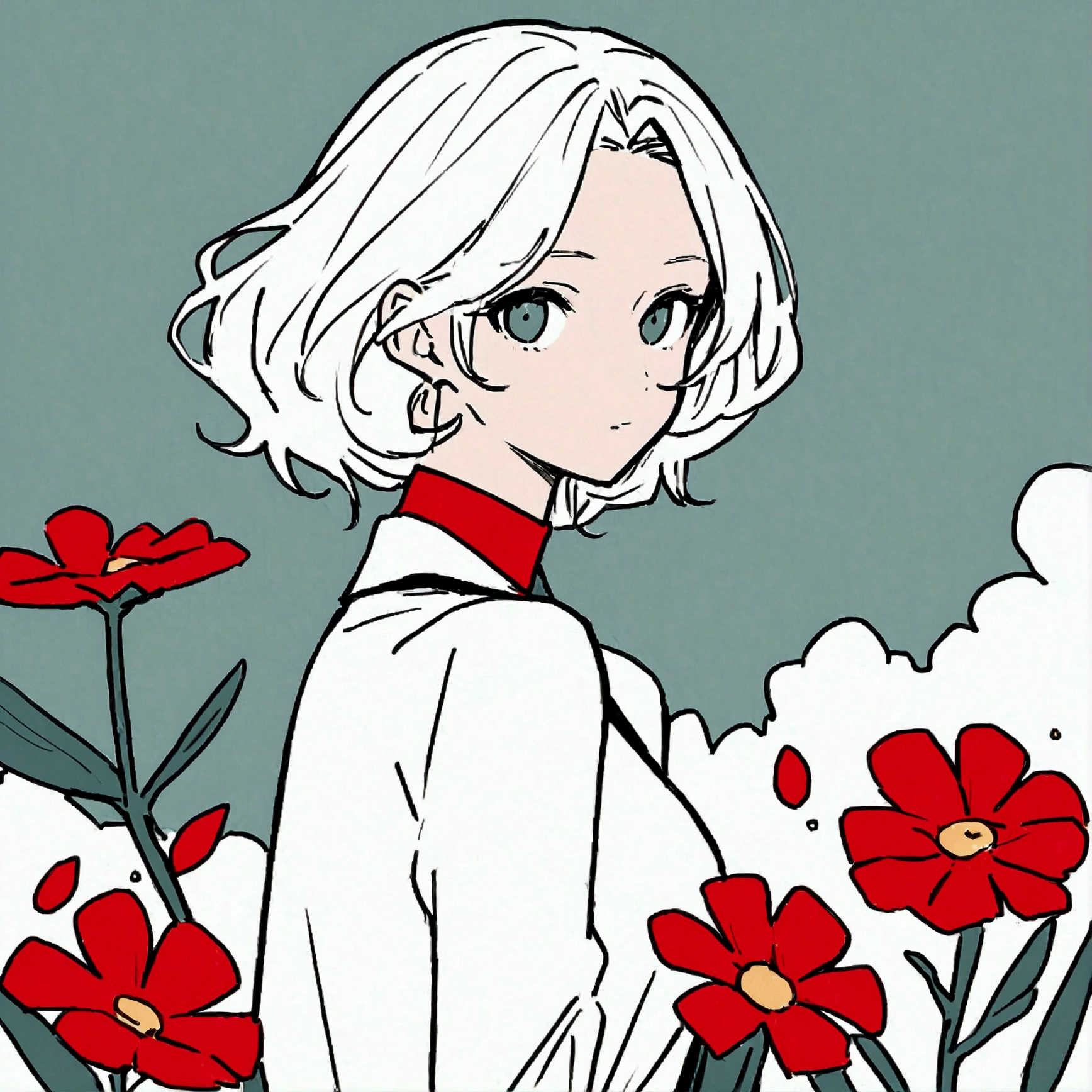 Female solo Summer Nostalgic Simple and beautiful color scheme Flat color Flower Chic Red flower Mysterious