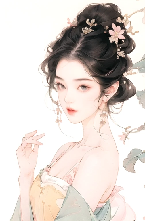 Rear View, (Flat Chest), scalloped skin, (22 years old), Beautiful cute girls in fashion trends, Beautiful Chinese girl with gentle charm, 22 years old, Exquisite and sexy clavicle, Attractive oval face, double eyelid, Clever pink eyes, Pink Lips, Small Nose, Exposing shoulders, Focus on the face, Close-up face, Ultra-high resolution, Ultra Clear, Full body image, Ultra-thin and translucent, Sweet and playful upper body, perspective, With the sun in the background