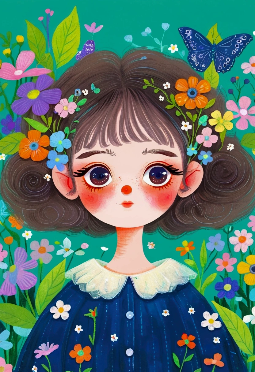 A painting，Pastel Art：Illustration of a cute little girl, big eyes，Pout，The Art of Mathematics ，Hot trends, The Art of Mathematics, 采用数码Illustration style, The Art of Mathematics. The Art of Mathematics illustration, Cute illustrations, The breath of spring, Illustration Art, Illustration style, Drawn in a whimsical style