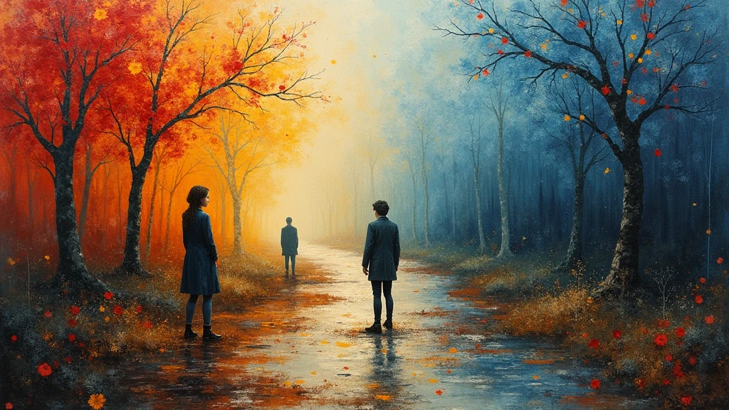 work of art with content about existentialism in impressionist type art