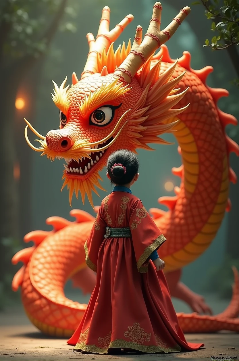 (best quality:1.3), (The best show:1.2), (Best Illustration:1.2), (Realistic style:1.2), (art film lighting:1.2) (1 person) Chinese dragon