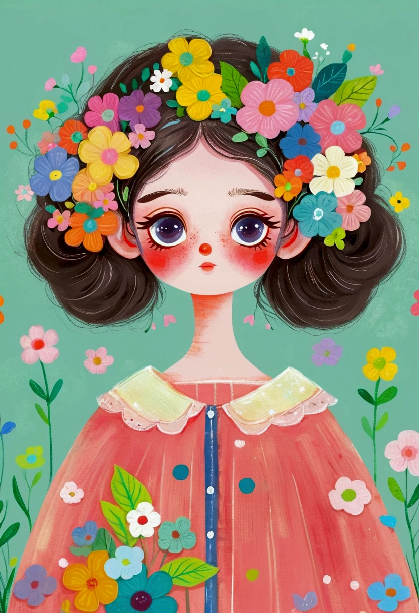 A painting,Pastel Art:Illustration of a cute , Big colorful eyes,Headband,The Art of Mathematics ,Hot trends, The Art of Mathematics, 采用数码Illustration style, The Art of Mathematics. The Art of Mathematics illustration, Cute illustrations, The breath of spring, Illustration Art, Illustration style, Drawn in a whimsical style