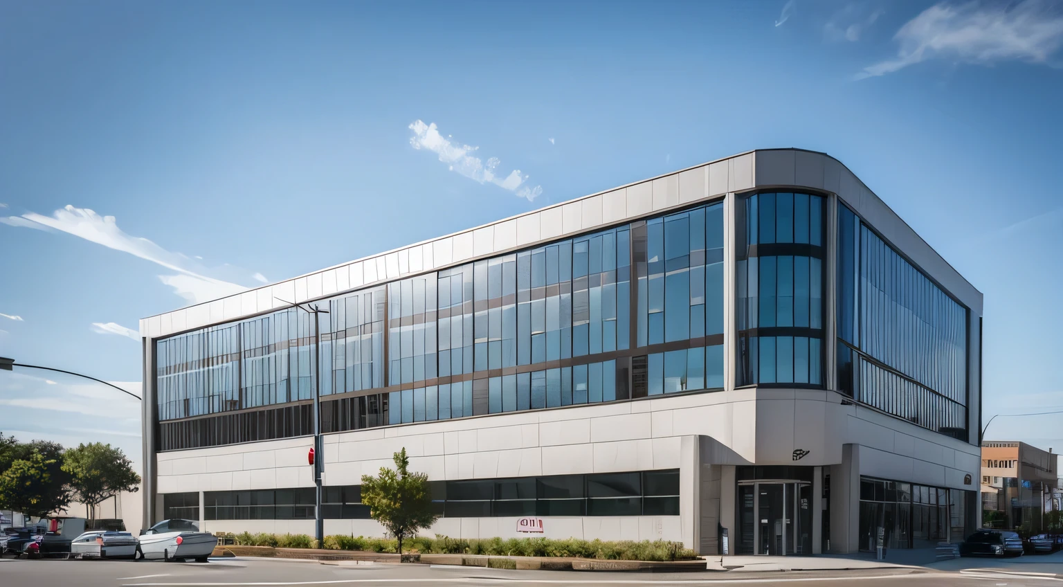 Stylish corporate building image. gray background
