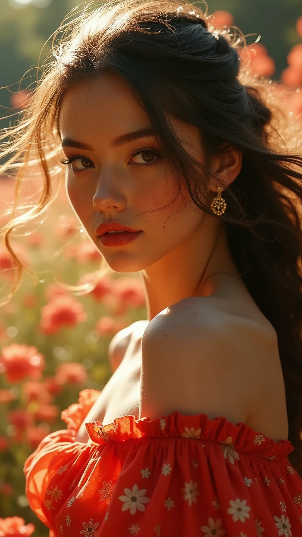 Lovi on the move, a unparalleled girl in motion, beautiful detailed eyes, beautiful detailed lips, extremely detailed face and portrait, long eyelashes, elegant movement, dynamic pose, flowing dress flowering, beautiful scenery, lush garden, sunlight, vivid colors, (best quality,ultra highres,masterpiece:1.2),ultra-detailed,(realistic,photorealistic,photo-realistic:1.37),intricate details,dynamic composition,dramatic lighting,Female d&d Macro F/1 Photoreal RAW, Succubus Cosmetic artistry horrific triad Vivid nebulas ruby Golden jewelry harmonic balance Sharp fangs entanglement Smooth valleys Radiant Glory, cosplay scarlet Macro F/1 Photoreal RAW, Cosmetic artistry horrific triad Vivid nebulas Leptogium Golden jewelry harmonic balance Sharp fangs entanglement Smooth valleys Radiant Glory, great detail, intricate, elegant, sharp focus, massive elaborate amazing composition, ambient light, cinematic, highly detailed, professional complimentary colors, romantic, beautiful, lovely, breathtaking --v 6 --s 1000 --c 20 --q 500 --chaos 100