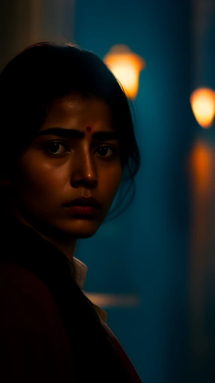 Emotional portrait, beautifully reflects the character's deep emotional turmoil and desperation for their loved one. expressing a willingness to sacrifice everything, including one's own identity, for the sake of love. North Indian woman, Mumbai 2006, cinematic lighting, masterpiece,shot on canon eos r1