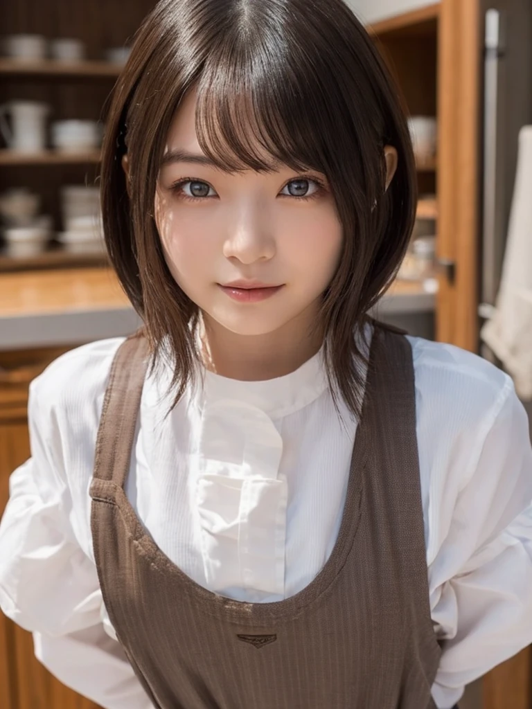 uedareina,One Girl, (beautiful girl, Delicate girl:1.3), (************:1.3),
break, (Apron Costume:1.3),
break, (Standing in the kitchen:1.2),
break, Very beautiful eyes, (Symmetrical eyes:1.3),
break, Small breasts, Brown eyes, Parted bangs, Brown Hair, (Upper teeth, The best smile:0.2),
break, (Eye and facial details:1.0),
break, (masterpiece, Highest quality, Very detailed, Detailed face, 8k)