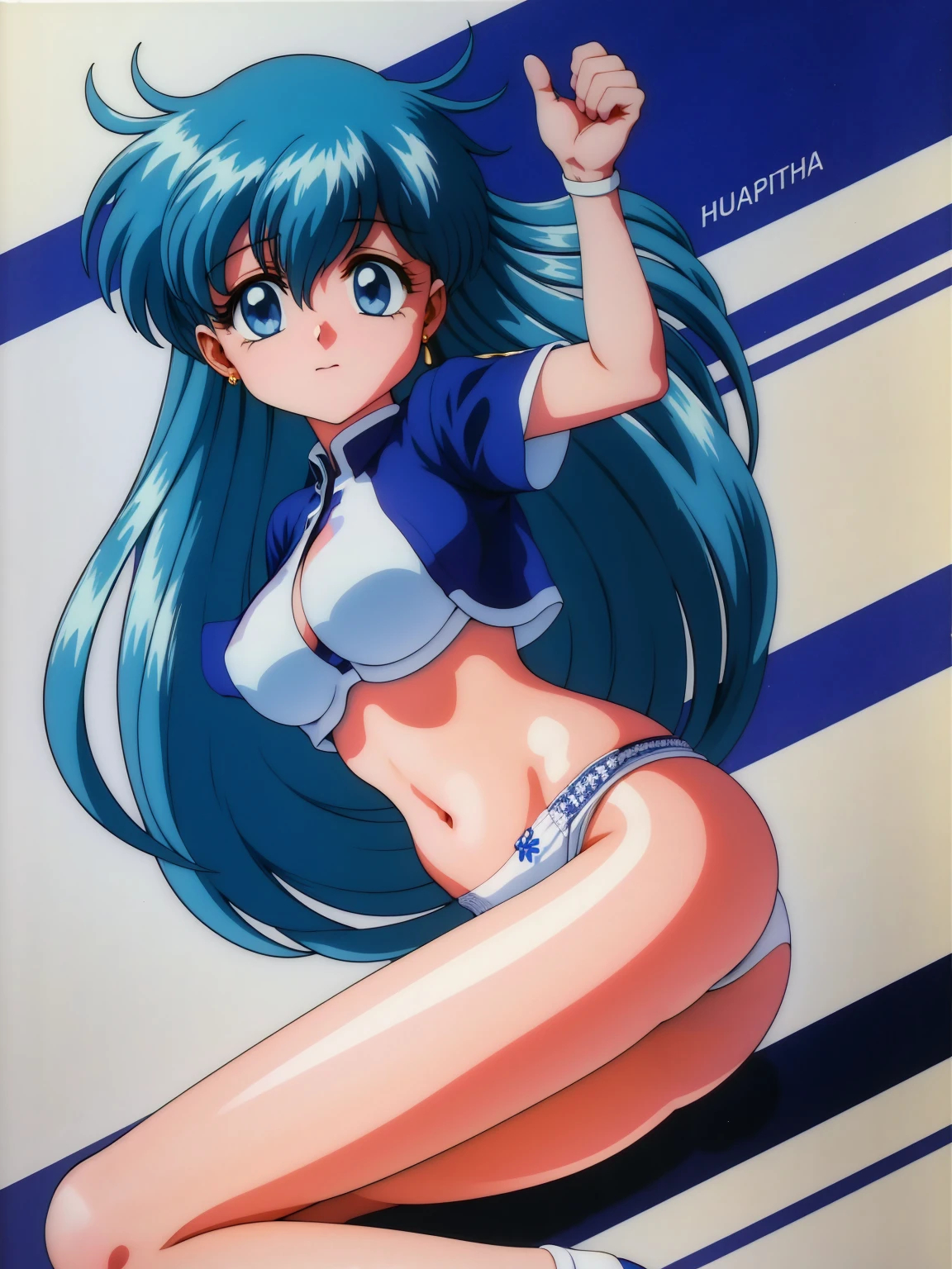 (masterpiece, Highest quality:1.2), Tiangong Gui, 1 girl, Lonely, Subtle blue hair color, White panties, Panty shot