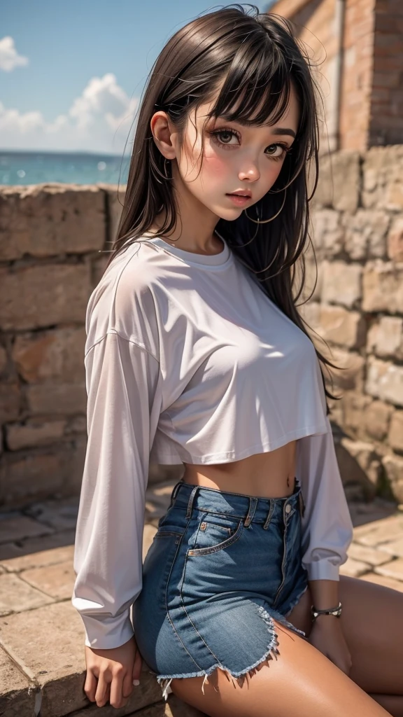 pocket crop top, sei, brunette