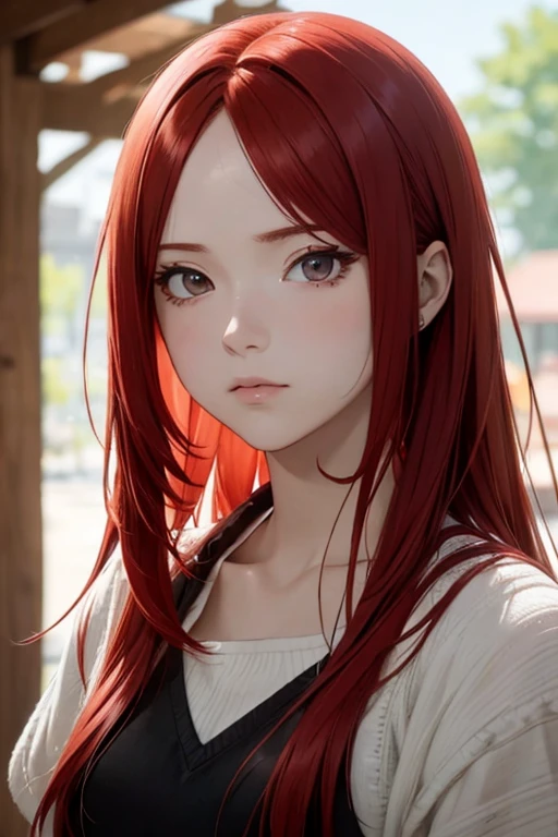 red hair, expressionless, depth of field, masterpiece, best quality, UHD