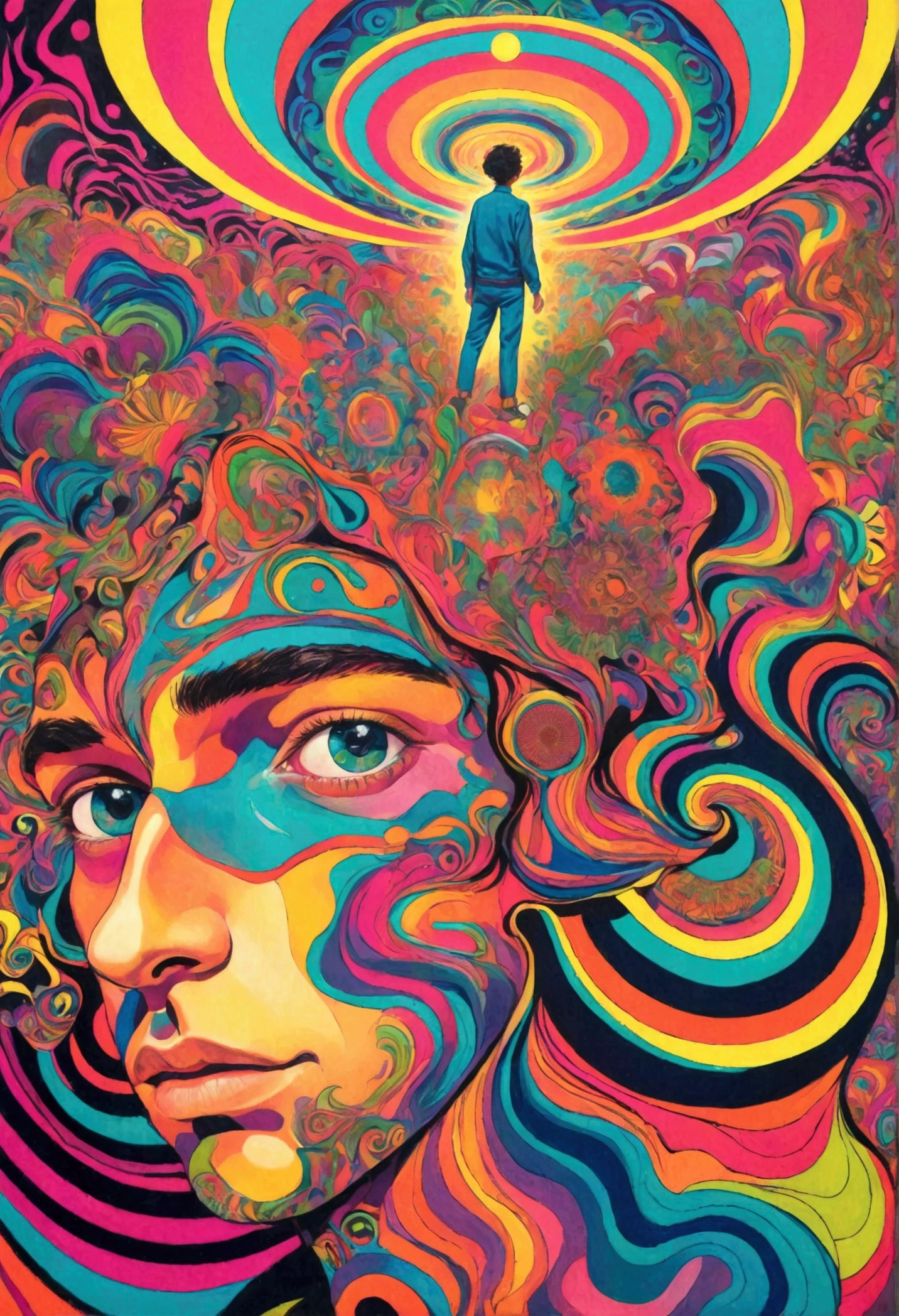 young men in Distorted psychedelic and trippy motivation