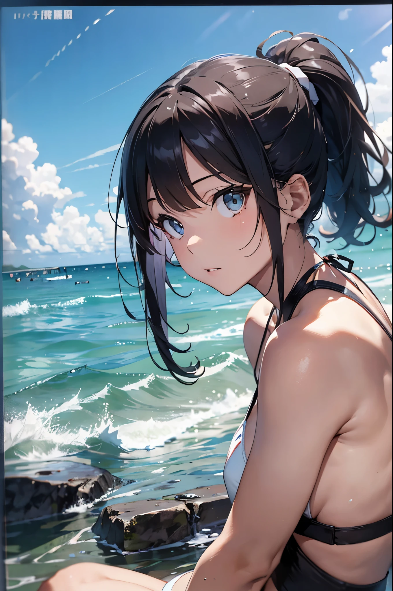 High resolution,topless、
One beautiful young woman,Light blue hair、ponytail、
(Soft Saturation:1.3), (Fair skin:1.2),
(ultra-Detailed Background, Detailed Background), Bokeh,
break'Portrait of a smiling girl.,
When viewed from the front, The composition is symmetrical,
Looking straight at you with serious eyes,
break Swimwear, White Bikini, Center of chest,
Outdoor, Sea surface, null, sunlight,Summer beach, Sandy Beach,
Strong light, Front lighting,
(Teen:1.3), (Cowboy Shot:1.2),
Front brake angle,
View your viewers,
Dynamic pose,
sitting on the beach
Seaweed、Seaweed、Seaweed、Seaweed、Seaweed、Seaweed、Seaweed、
