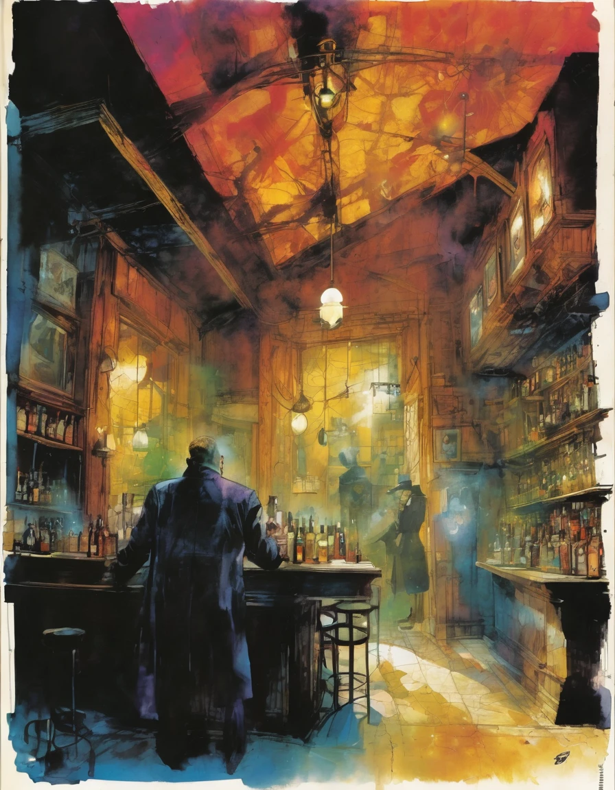 the pub of strangeness and magic, art inspired by Bill Sienkiewicz and dave mckean