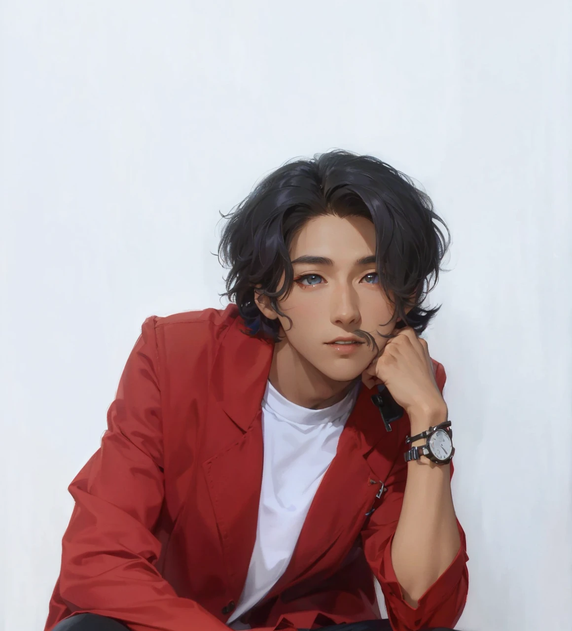 (absurd、High resolution、super detailed、nffsw)、masterpiece、highest quality、male 、solo、Handsome、short hair、gray hair、fine eyes and detailed face、casual clothes、true shadow、joy、connect ears、Upper body
