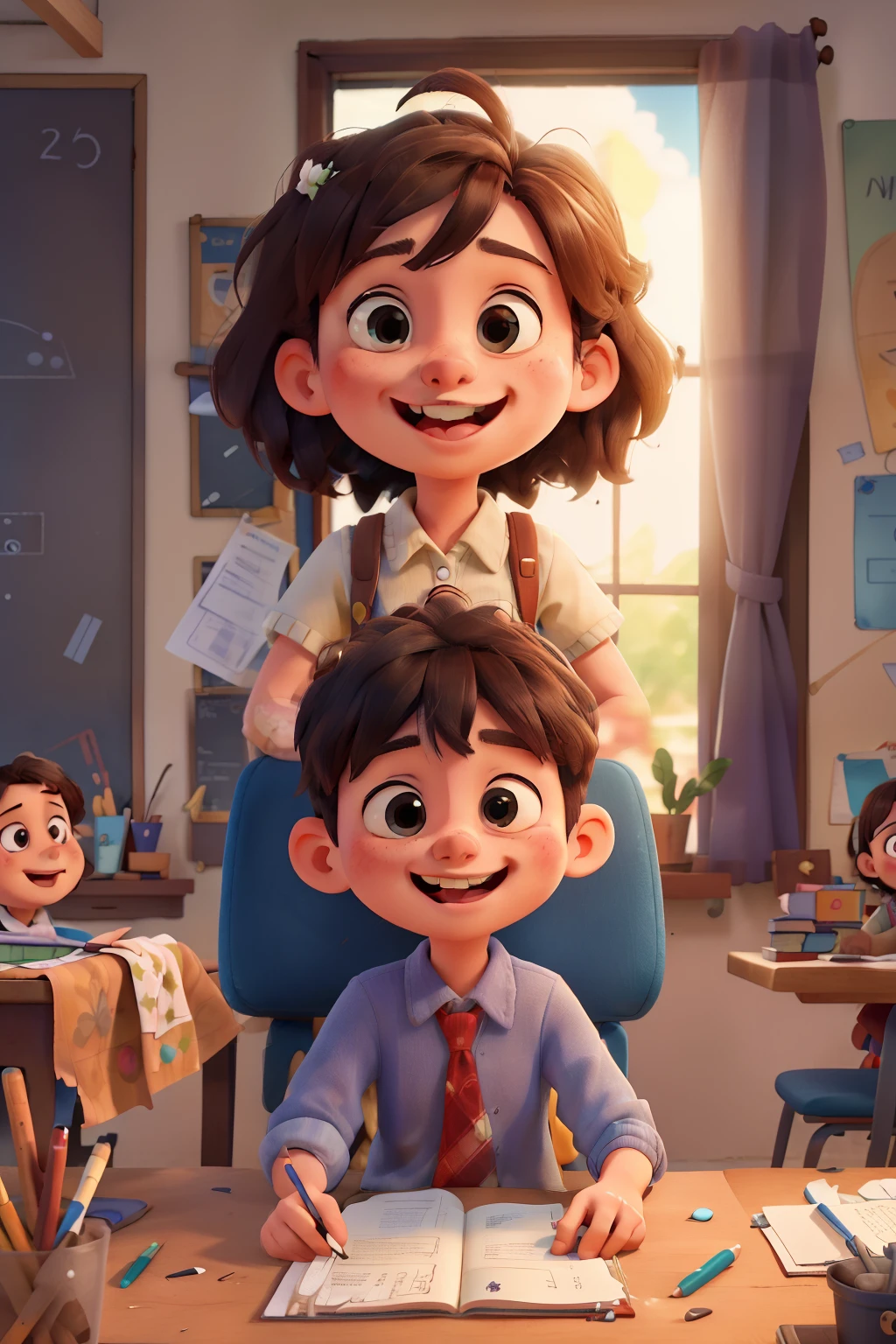 ((Best Quality)), ((masterpiece)), (detailed), several happy students at their school
, I will draw this image in person