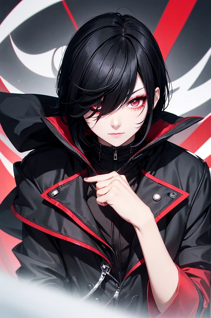 Tokyo Ghoul&#39;s Kaneki Kata、His eyes are red and he is releasing his kagune.、The night sky is red、Tokyo city、Face of despair、Feeling like you&#39;ve lost everything、dark