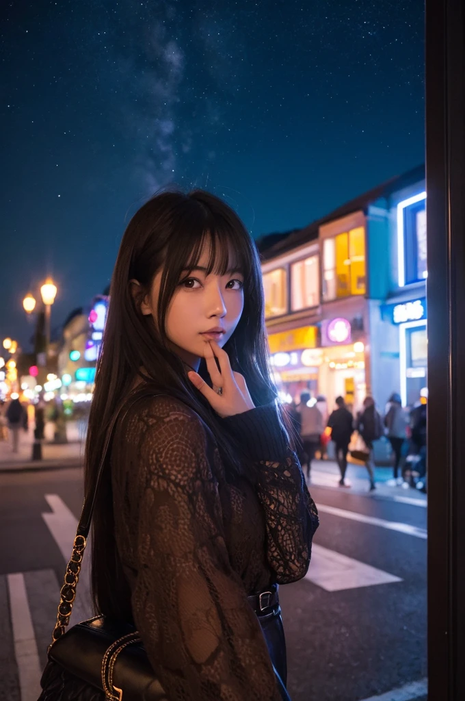 woman mysterious womanに一目惚れ Love feeling Night view