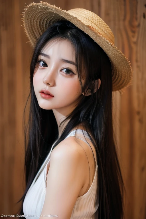 Anime girl with long black hair wearing a straw hat, Anime style 4K, Beautiful anime portrait, Anime cute art style, Anime Art Wallpaper 4k, Anime Art Wallpaper 4k, High quality anime art style, anime style portrait, Guvez, artwork in the style of Guvez, Detailed digital animation art, anime art wallpaper 8k, Cute anime girl portrait