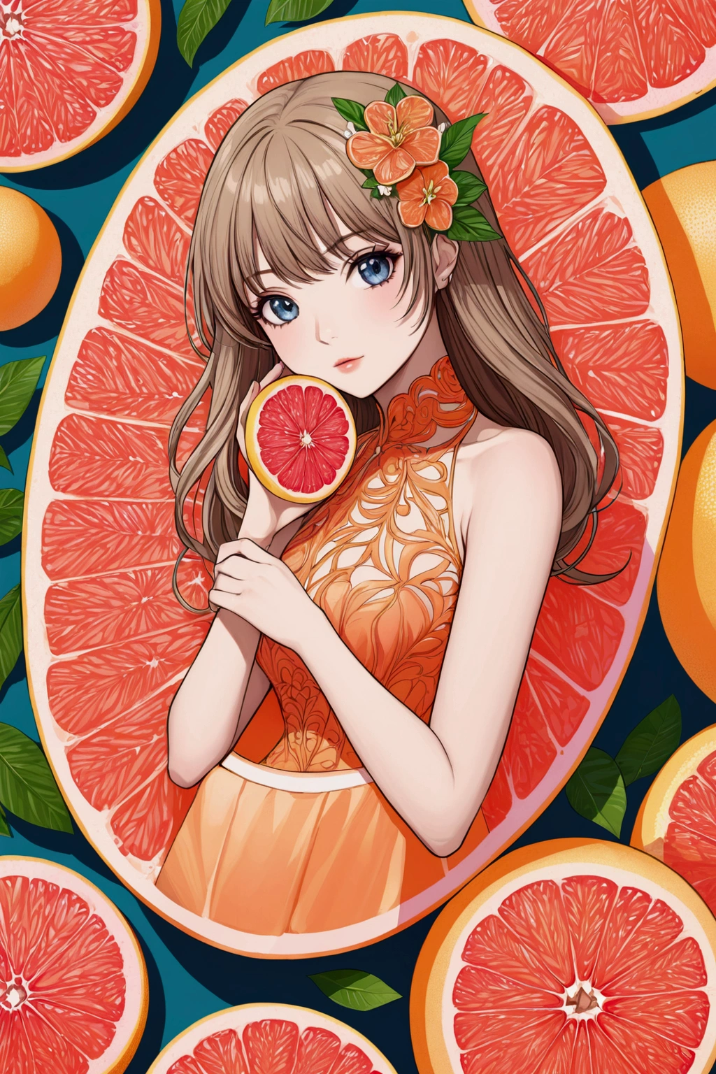 Grapefruit and beautiful girl