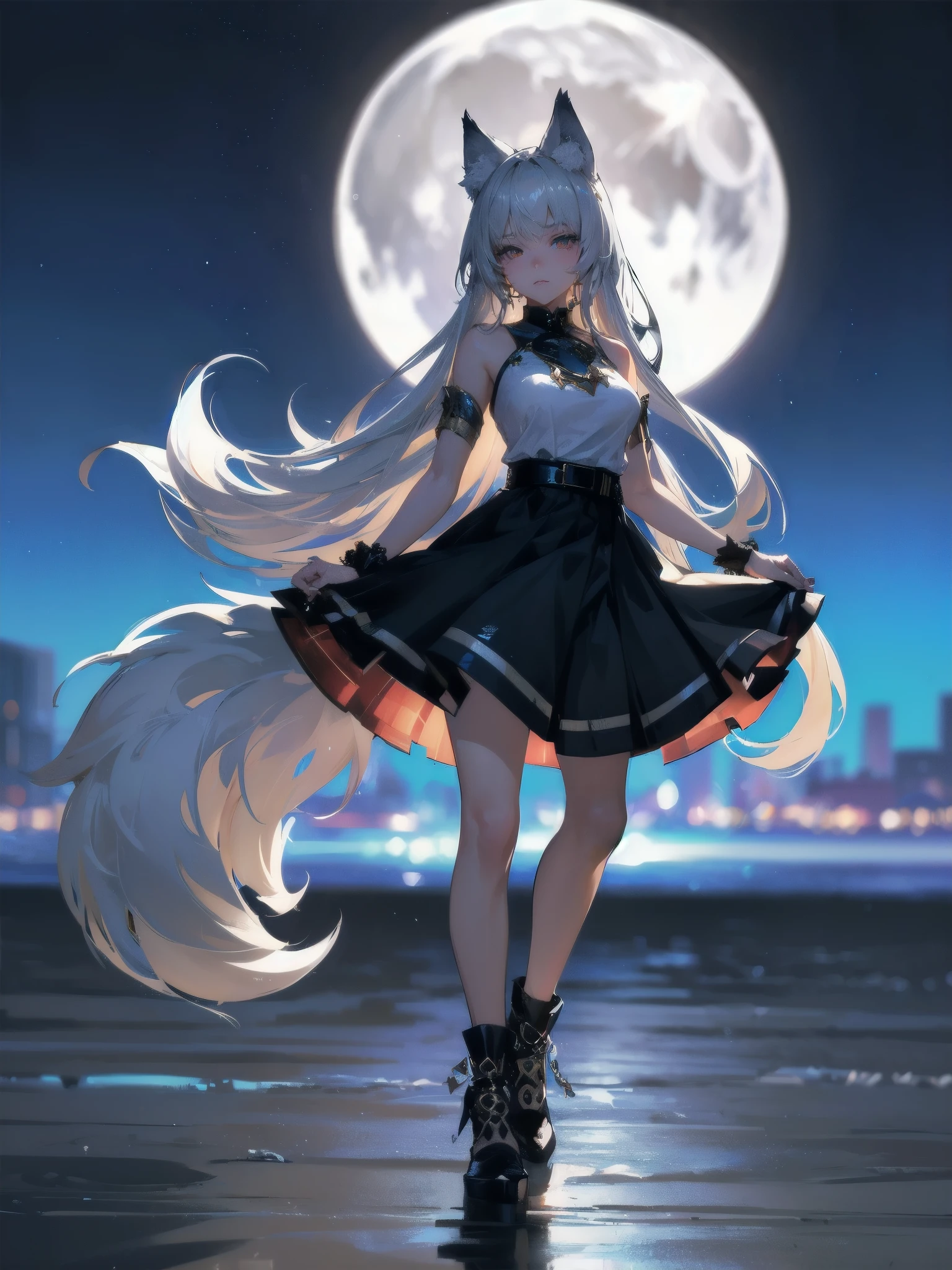 masterpiece, (textured skin), best quality, gorgeous beautiful, (a beautiful girl,wolf ears),detailed clothes,large breasts,narrow waist,, (beautiful face), cinematic lighting, (fantasy anime art ),
