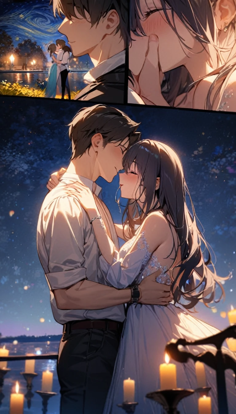 1girl and 1boy, Moonlight, Proposal, Romance, Love, Engagement, Serenity, Candlelight, Starry Night, Intimacy, Emotion, Passion, Diamond Ring, Surprise, Memorable Moment, Dreamy, Secretive, Embrace, Whispering, Promise, Eternity, Fairy Tale,highres,ultra detailed,best quality,masterpiece