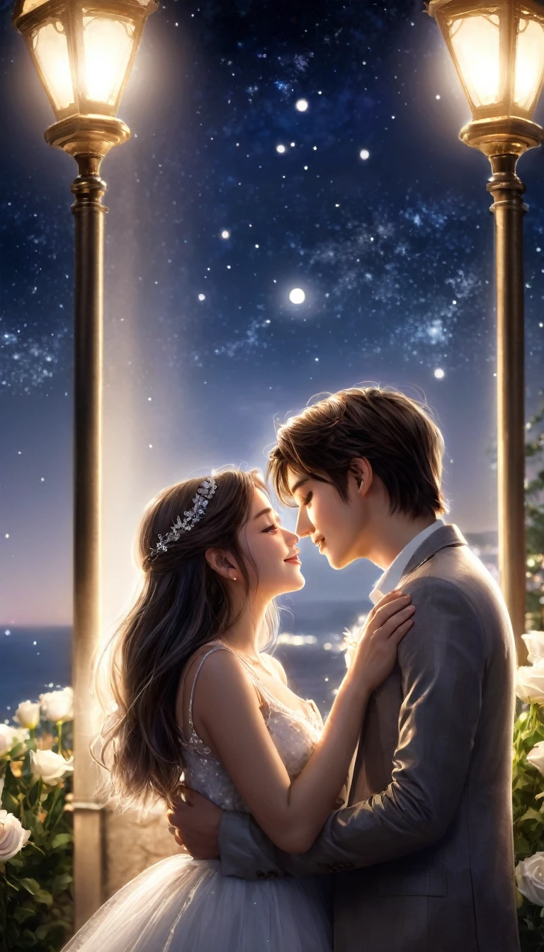 1girl and 1boy, Moonlight, Proposal, Romance, Love, Engagement, Serenity, Candlelight, Starry Night, Intimacy, Emotion, Passion, Diamond Ring, Surprise, Memorable Moment, Dreamy, Secretive, Embrace, Whispering, Promise, Eternity, Fairy Tale,highres,ultra detailed,best quality,masterpiece