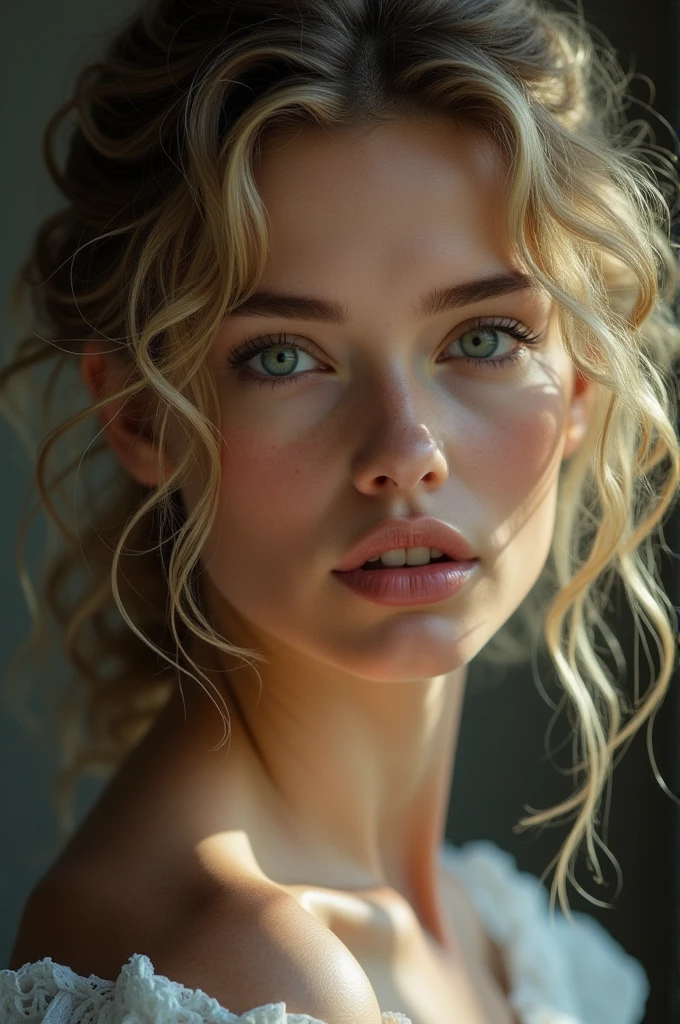 (best quality,highres,masterpiece:1.2),ultra-detailed,photorealistic:1.37,portrait,beautiful woman,curly hair,freckles,detailed eyes,detailed lips,dirty blonde hair,vibrant colors,soft lighting,studio setting,feminine,pensive expression,graceful pose,delicate features,subtle makeup,bokeh,shallow depth of field,subtle smile,rosy cheeks,airy feel,artistic composition, (((sfw))), (((Ana de Armas))), (((Green eyes))), Cinematic, Hyper-detailed, insane details, Beautifully color graded, Cinematic Lightning, Insanely detailed and intricate, Hyper maximalist, Volumetric, Full color, HDR, shallow depth of field, high budget Hollywood film, cinemascope, moody, epic, gorgeous