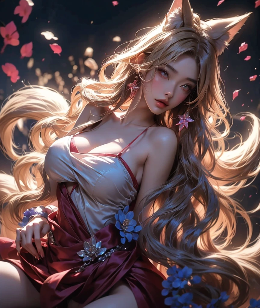 Japanese nine-tailed fox girl,Long flowing hair , suitable, sex, nsfw, naked body, nipples, prostitute, sexclub, 比基尼, nights, bloujob , How, vagina, vagina, penis, penis, penis, lying on the bed, man, orgasm, give a fuck, horny girl, blonde