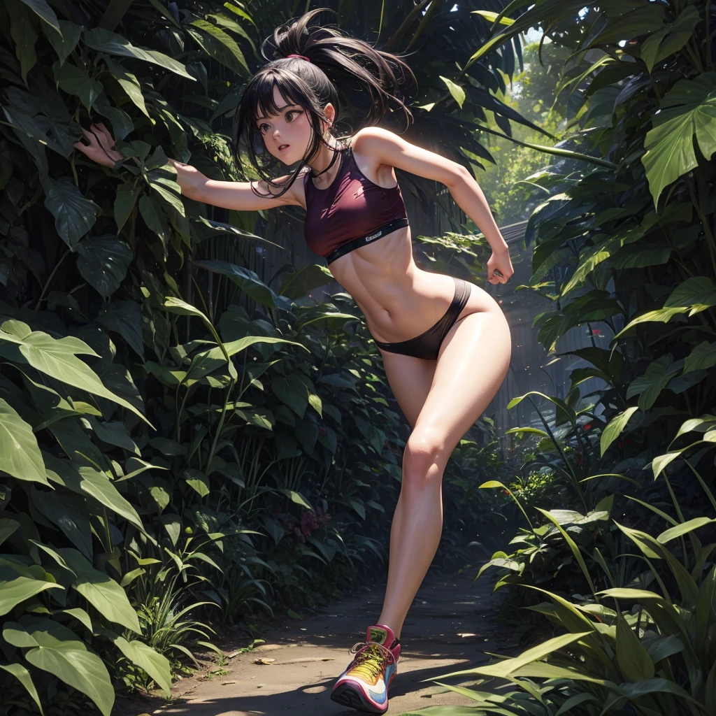 she is Running in jungle