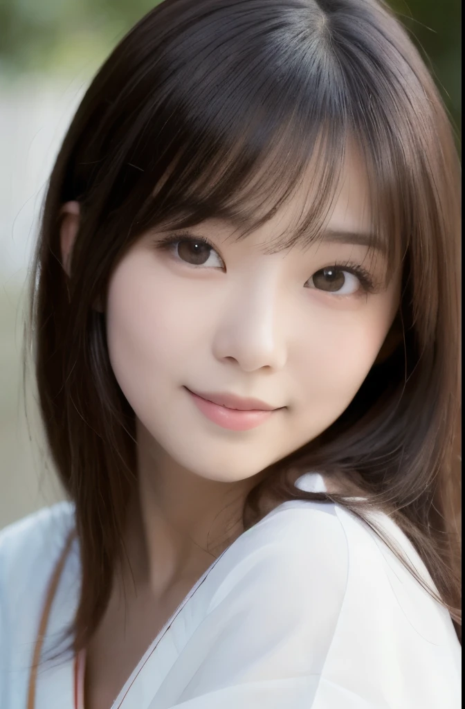 best quality, face focus, soft light, ultra high res, (photorealistic:1.4), RAW photo,(Shinozaki Ai), white skin, kawaii,
1 Japanese girl, solo, cute, (smile), (pupil, lights in the eyes),  detailed beautiful face, Medium-sized breasts,(high resolution detail of human skin texture),(long hair),(portrait), upper body, white traditional kimono,