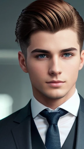 A handsome young man Abramowicz stylish hair focus on face photo with color