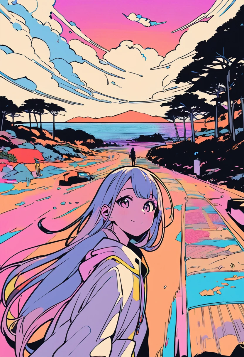 (masterpiece, best quality:1.1),
popart style,flat color,(two girls),cute face,tween,(enjoy trip),(beach,okinawa),Japan, beautiful detailed scenery, friendly,very happy,beautiful lighting,dynamic angle,depth of field,photographic portrait, sharp,