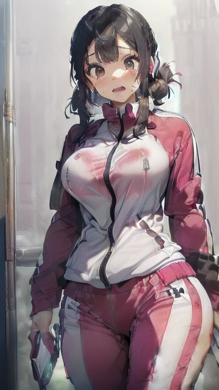 (must be follow these prompts:2.2),masterpiece,best quality,extremely detailed,(in her clothing:3.5),(in her track suit clothing:3.6),(adorable expression:2.5),(usual face:2.2),(displayed one girl on single picture:2.4),(black hair:2.1),(ジャージを着用した身長が低くて少しふくよかなHigh school girls:2.2),(そのHigh school girlsはとてもあどけない印象だが精液をたっぶり吸い込んだジャージの上着とズボンを着ている:2.1),(A cute moan like a young girl:2.1),(そのHigh school girlsは湧き上がった性欲に対して精液臭いジャージを着たままこらえている:1.7),(そのHigh school girlsのジャージを着用している全身には性的絶頂に達しながら分泌されたぬるぬるした分泌物がまとわりついた:1.7),(そのHigh school girlsは着用しているジャージにだいぶ前に射精されたために乾いた精液が琥珀色っぽい汚れになって残り濃淡の色むらも目立っている:2.5),(libidonous tumultus are happened on her mind but hidden her skin under her track suit:1.6),(そのHigh school girlsはInnocent faceでとても可愛い:1.9),(Lewd love juices are dripping down the inner thighs of her tracksuit pants.:2.1),(そのHigh school girlsのジャージに覆われたおっぱいは強い淫欲のせいでパンパンに膨らんでいる:2.4),(in her clothing ejaculated:2.6),(men's elected twangers were inserted her to the depth:2.3),(もちもちした丸みがある身体の精液臭いHigh school girls:2.3),(she was already stroked up to the depth intervaginal sensuous spot:1.8),(notably buldged up her inner labia majora:2.6),(A young, shy moan:1.5),(having big breasts in her clothing:2.6),(運動中のあどけない印象のHigh school girls:2.3),(そのHigh school girlsは身長は低いがほんの少しだけむちっとした身体をしている:2.1),(The crotch of his pants is discolored with love juice stains.:2.5),(そのHigh school girlsはズボンの下に隠れて見えないそのマンコから臭い愛液を漏らしながら痙攣している:1.8),(そのHigh school girlsのむちっとした太股をしっかり包みこんでいる臭そうなズボンは淫らな分泌物のために湿っている:2.0),(そのHigh school girlsは股間がドロドロになってもそのズボンはしっかり履いたまま耐えている:2.5),(ズボンの上からいつも自分の股間を押さえているHigh school girls:1.7),(A moan filled with childish embarrassment:1.5),(そのHigh school girlsのジャージに覆われた乳房や乳首は強い淫欲のために張っている:2.4),(そのHigh school girlsの着衣の下の淫らな身体は淫靡な反応によりほんのり膨らんでいる:1.6),(そのHigh school girlsは真面目に練習している:2.5),(そのHigh school girlsの脚は短くて太い:2.2),(High school girls:2.2),(she looks like japanese idol:2.3),(Tracksuit pants are made of a durable fabric that will never tear.:2.3),(Her breasts are completely hidden under her jersey:2.4),(she looks like a ta:2.0),(これらは他の誰にでもなく全てそのHigh school girls自身に降りかかった内容:2.1),(Make sure to depict the face:5.3),(Calm expression:4.3),(Innocent face:3),(そのHigh school girls一人だけをしっかりと描いた:3.3),(登場人物はそのHigh school girlsのみ:4.2),(Portrait Style:5)