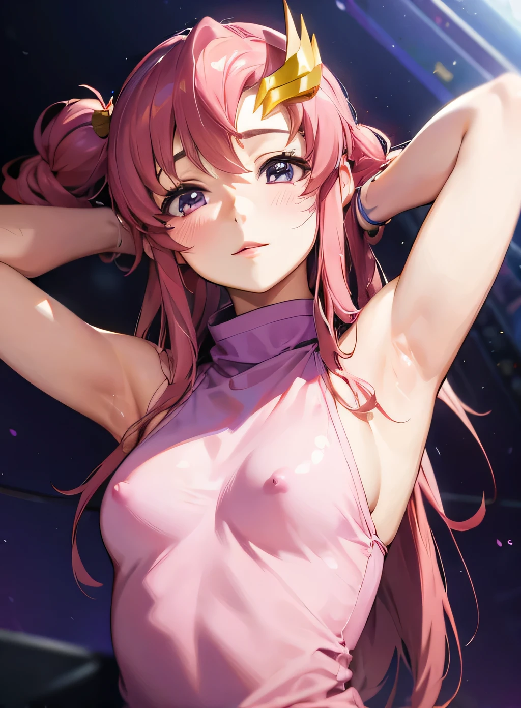 Lacus Clyne, arms behind head,blush,nsfw