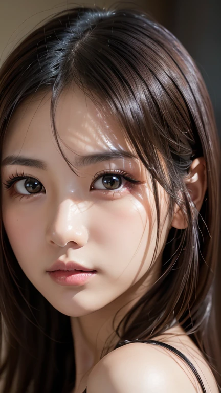 Tabletop, Tabletop, Highest quality, Highest quality,1 Japanese Women、Slender、Small breasts、 Realistic, Unity, 8k wallpaper, Official Art, Very detailed CG Unity 8K wallpaper, (Realistic: 1.4), Super Detail, High resolution, Super Detail, wonderful, The finer details , Cinema Lighting, (brown|Black Hair:1.4), Medium Hair, (Reality Skin:1.2), (Light brown skin:1.2), Beautiful details, The eyes and face are very detailed, Beautiful eye details, Large file size, Very detailed and beautiful, Dark Eyes, Model shooting style,