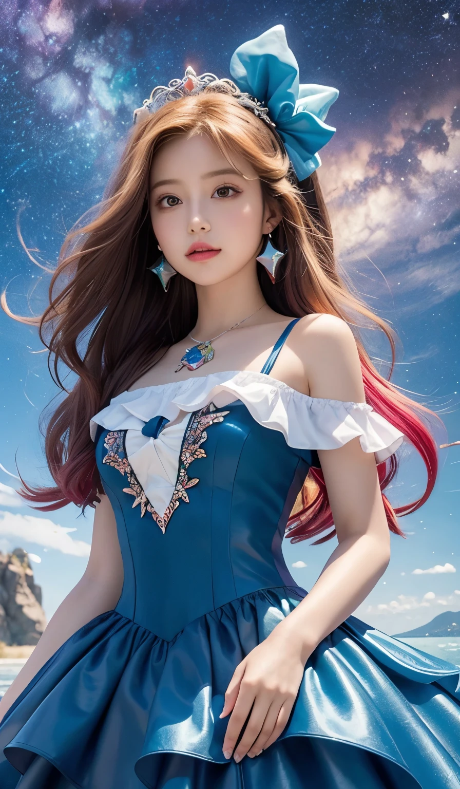 Highest quality,masterpiece,The ultimate solution,fluffy,Very colorful,colorful,The Little Mermaid,ta dress,Starry Sky
