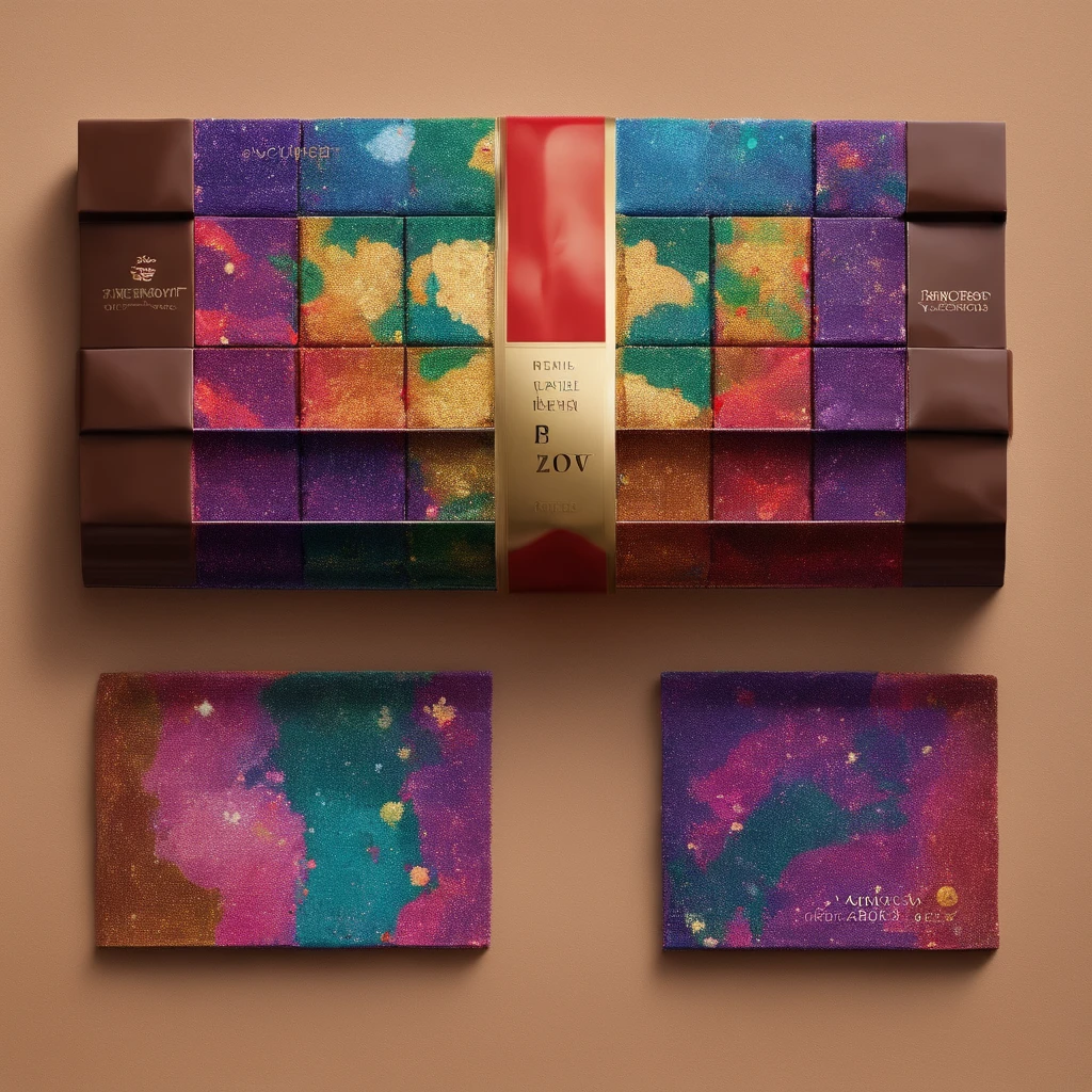 Chocolate bars they should be dripping the shape of love they should be 3 or 4 spread out, with a background of the colours purple and pink mixed but a lil bit darker