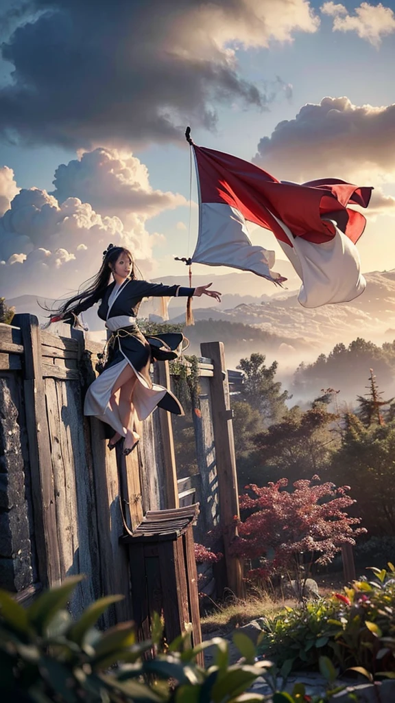 masterpiece, best quality,photorealistic,best shadow, delicate, RAW,(1 girl,cute, black hair,very long hair),(loong midair, flying,Looking at the camera,misty,fog, ), Dark clouds cover the sky,misty , cloudy sky (Sexy Chinese Taoist woman (long hair,Sexy Taoist robe ) ) , 