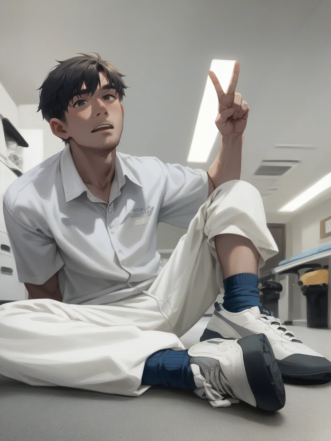 Sporty boy 
Showing feet 
Underwear
